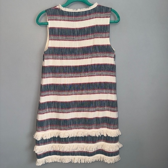 EUC Anthropologie Holding Horses Stripe Fringe Shift Dress Size 4 - Picture 7 of 8